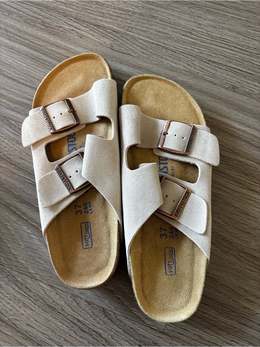 Birkenstock women' Two-Strap Sandals in Light Beige